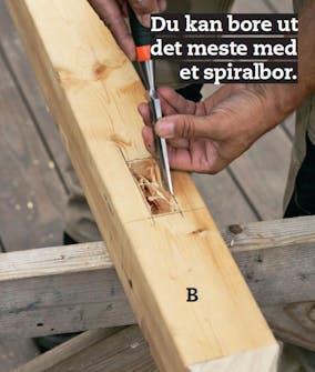 Seilduk: Stem ut tapphullene i overliggeren (B). Seilduk: Stem ut tapphullene i overliggeren (B).